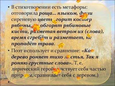 Анализ стихотворения С. А. Есенина “Отговорила роща золотая…”