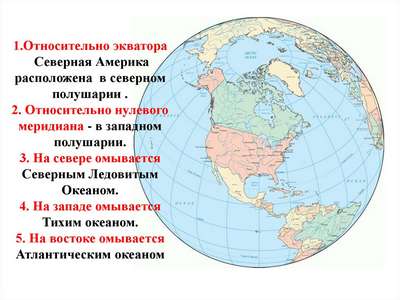 В каких полушариях расположен континент Северная Америка?