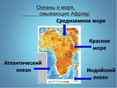 Какие океаны и моря омывают берега Африки?