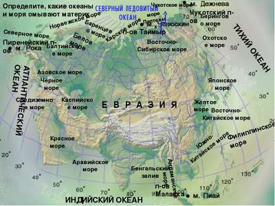 Какие проливы и заливы омывают материк Евразия – список, описание и карта