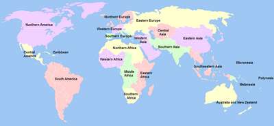 Макрорегионы мира по данным ООН – названия и государства