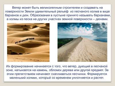 Основные формы песчаных дюн