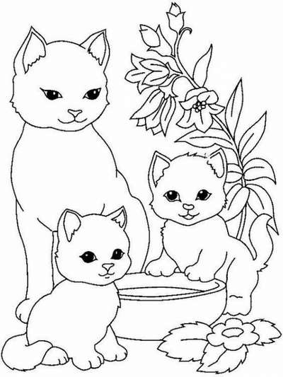 Раскраски кошек и котят для детей