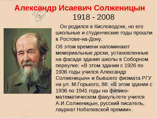 Краткая биография Солженицына интересные факты творчества Александра Исаевича по датам