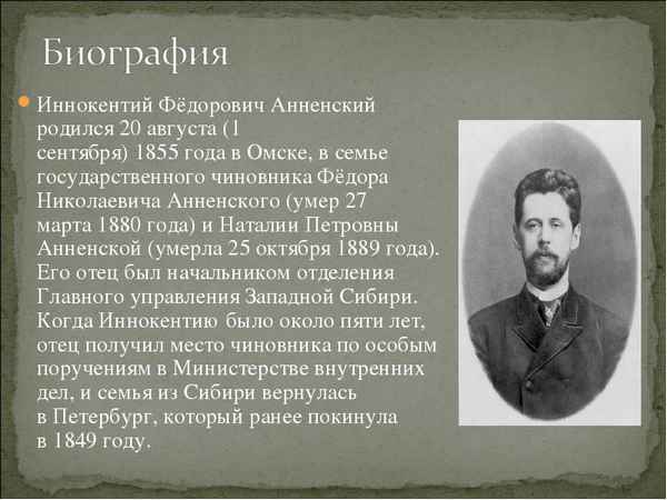 Самая краткая биография Анненского