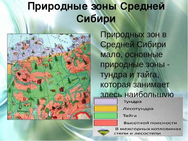 Природные зоны Восточной и Средней Сибири
