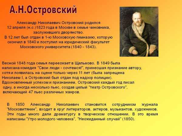 Краткая биография Островского, личная жизнь и творчество Александра Николаевича самое главное