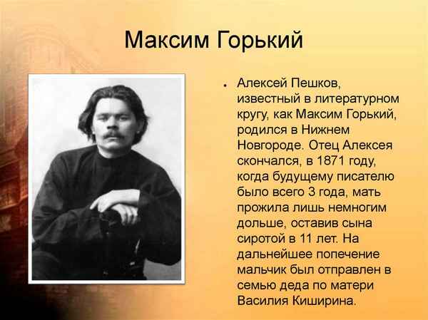 Краткая биография Горького для детей и учащихся всех классов, интересное о Максиме Горьком