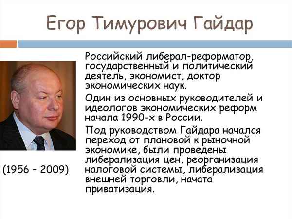Егор Гайдар краткая биография